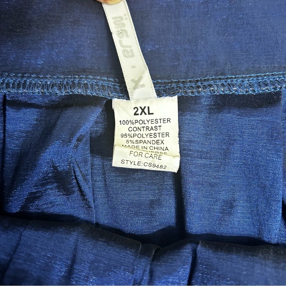 Elegant Royal Blue Low High Pleated Women's Skirt w Front Ties - Picture 10 of 10